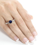 Sapphire and Diamond Engagement Ring with White Gold and 1/3ct Total Weight