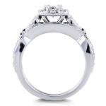 Antique-Style Bridal Set with White Gold Sapphire and Dazzling 1 1/10 ct TDW Diamond Accent in Yaffie Design