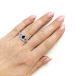 Yaffie Sapphire & Diamond Star Halo Bridal Set in White Gold