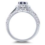 Sparkling Yaffie Sapphire Bridal Set with Diamond Star Halo in White Gold (1/2ct TDW)