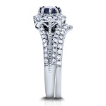 Yaffie Sapphire & Diamond Star Halo Bridal Set in White Gold