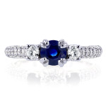 Yaffie Sapphire and Diamond Three-Stone Engagement Ring in White Gold (1/2ct TDW)