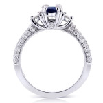 Sapphire & 1/2ct Diamond 3 Stone White Gold Engagement Ring by Yaffie