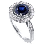 Sparkling Sapphire and Diamond Ring in Yaffie White Gold, 1/3ct Total Weight