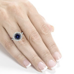 Sparkling Sapphire and Diamond Ring in Yaffie White Gold, 1/3ct Total Weight