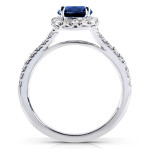 Bridal Set with 2/5ct TDW Sparkling Diamonds and a Sapphire in White Gold by Yaffie