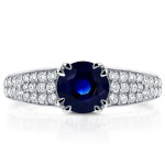 Sapphire and Diamond Soft-Edged Ring in White Gold by Yaffie, 2/5ct TDW