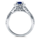 Sapphire and Diamond Halo Bridal Set - Yaffie White Gold Twisted Treasures