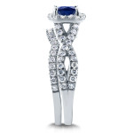 Sapphire and Diamond Halo Bridal Set - Yaffie White Gold Twisted Treasures