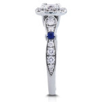 Antique Sapphire and Diamond Ring with 7/8ct TDW in White Gold by Yaffie
