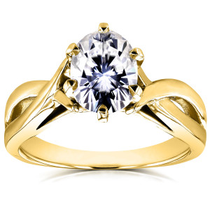 Sparkling Forever: Yaffie Gold Oval Moissanite Crossover Engagement Ring