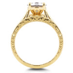 Yaffie Gold Antique Cathedral Ring with 1 1/2ct Moissanite and 1/3ct TDW Diamonds