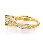 Crisscross Band Engagement Ring with 1.25ct Round-cut Moissanite and Diamond by Yaffie Gold
