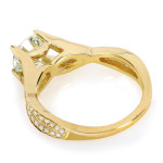 Crisscross Band Engagement Ring with 1.25ct Round-cut Moissanite and Diamond by Yaffie Gold