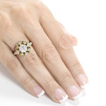 Elegant Antique Floral Engagement Ring with Yaffie Gold, 1 1/5ct TGW Forever One DEF Moissanite and Diamond Sparkles.