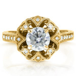 1.2ct Yaffie Gold Moissanite & Diamond Floral Vintage Ring