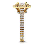 Golden Romanticism: 1.75ct TDW Diamond Double Halo Engagement Ring
