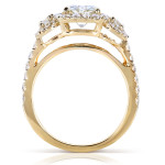 Eternally Radiant: Yaffie Gold Cushion Moissanite & Diamond Halo Ring (1.875ct)