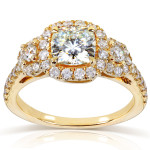 Eternally Radiant: Yaffie Gold Cushion Moissanite & Diamond Halo Ring (1.875ct)