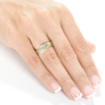 Golden Yaffie Princess Diamond Trio Bridal Ring Set with Curved Design (0.5ct TDW)