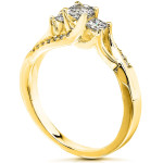 Yaffie Glittering 1/2ct TDW Princess Diamond Trio Bridal Ring Set with a Stylish Curve