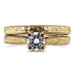 Vintage Bridal Set with 1/2ct TDW Round Yaffie Gold Diamonds
