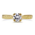 Golden Vintage Sparkle: 1/2ct TDW Round Diamond Engagement Ring by Yaffie Gold