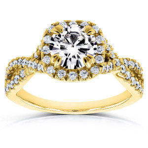 Sparkling Gold Moissanite Crosses Over with Dazzling Diamonds