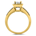Yaffie ™ Bespoke Princess Cut Halo Ring: 1ct TDW Black and White Diamonds in Wide Gold Band.