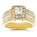 Princess-Cut Diamond Halo Engagement Ring by Yaffie Gold, with 1ct of Stunning Brilliance