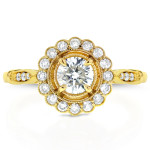 Vintage charm with Yaffie Gold 0.75ct Round Diamond Floral Ring