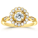 Vintage charm with Yaffie Gold 0.75ct Round Diamond Floral Ring