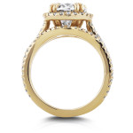 Golden Yaffie Bridal Set with 3ct Oval Moissanite and 4/5ct TDW Diamond Halo in 3 Pieces