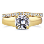 Yaffie Majestic Moissanite Solitaire and Diamond Band Bridal Set