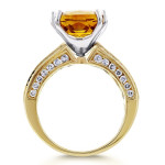 Gold Cushion with Vibrant Orange Citrine and Dazzling Diamond Rows