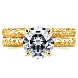 Forever One 1 1/2ct TGW Moissanite & Diamond Antique Bridal Rings