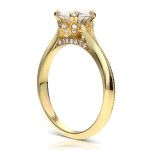 Gold Forever One Moissanite and 1/10ct TDW Diamond Blooming Flower Engagement Ring - Custom Made By Yaffie™