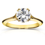 Yaffie Gold Flower Engagement Ring with Forever One Moissanite and Diamond Accents