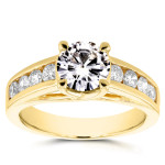 Yaffie Gold Moissanite & Diamond Channel Band - Perfect Engagement Ring