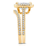 Radiant Gold Moissanite Ring with Dazzling Diamond Halo
