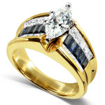 Sapphire & Diamond Yaffie Gold Ring with 1.75ct Total Weight