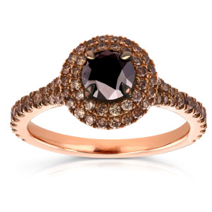 Yaffie™ Rose Gold Double Halo Ring features Black and Champagne Diamonds totaling 1 1/2ct TDW - uniquely made just for you.