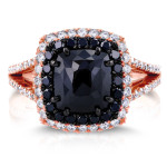 Yaffie ™ Creates Stunning Custom Rose Gold Double Halo Ring with 3.33ct TDW Black and White Diamonds
