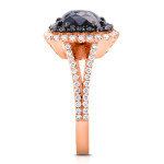 Yaffie ™ Creates Stunning Custom Rose Gold Double Halo Ring with 3.33ct TDW Black and White Diamonds