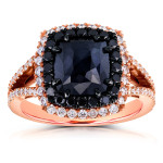 Yaffie ™ Creates Stunning Custom Rose Gold Double Halo Ring with 3.33ct TDW Black and White Diamonds