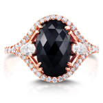 Yaffie ™ Crafts Stunning Vintage Oval Ring with 3.875ct TDW Black and White Diamonds in Rose Gold