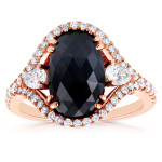 Yaffie™ Custom Vintage Oval Ring - 3 7/8 ct TDW - Rose Gold with Black and White Diamonds