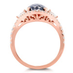 Yaffie™ Custom Vintage Oval Ring - 3 7/8 ct TDW - Rose Gold with Black and White Diamonds