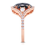 Yaffie™ Custom Vintage Oval Ring - 3 7/8 ct TDW - Rose Gold with Black and White Diamonds