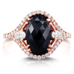 Yaffie™ Custom Vintage Oval Ring - 3 7/8 ct TDW - Rose Gold with Black and White Diamonds